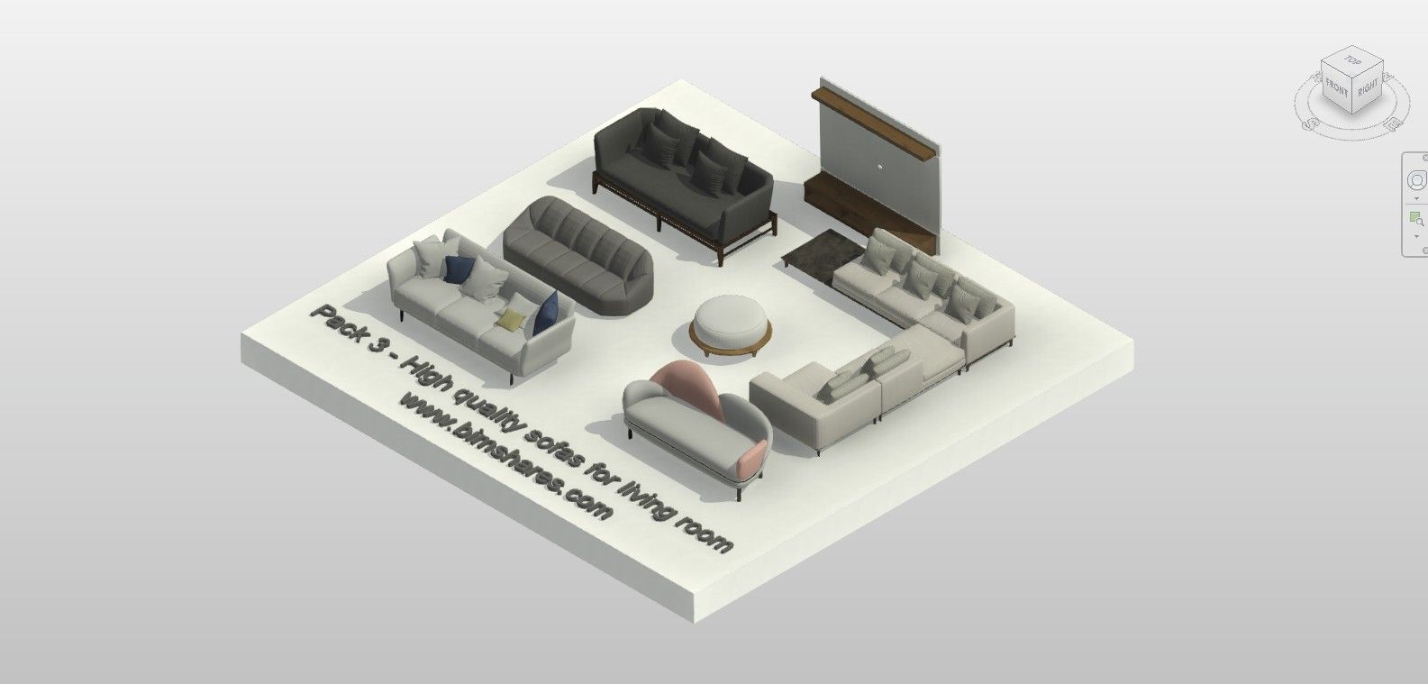 High-Quality Living Room Sofa Collection - Premium Revit Collections ...