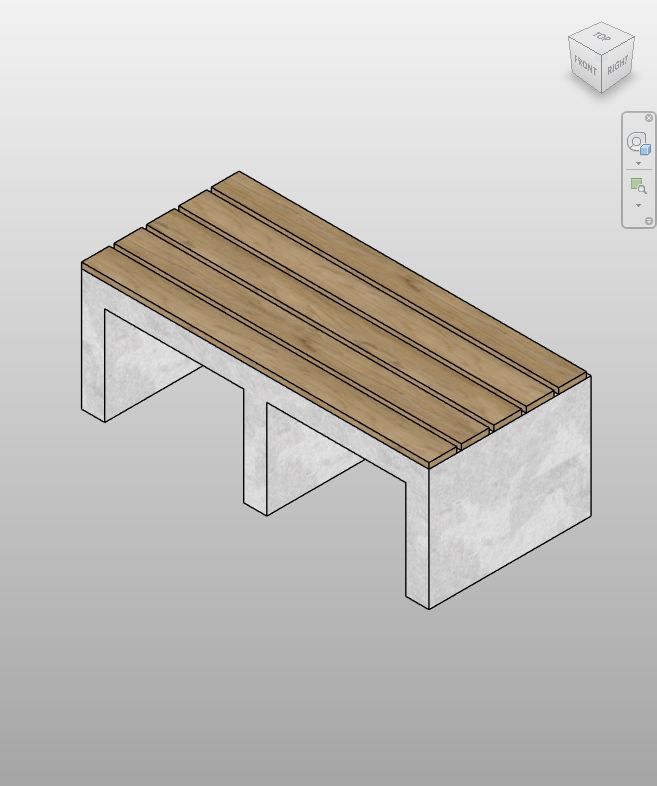Concrete and Wood Outdoor Bench Revit Family | Boracity