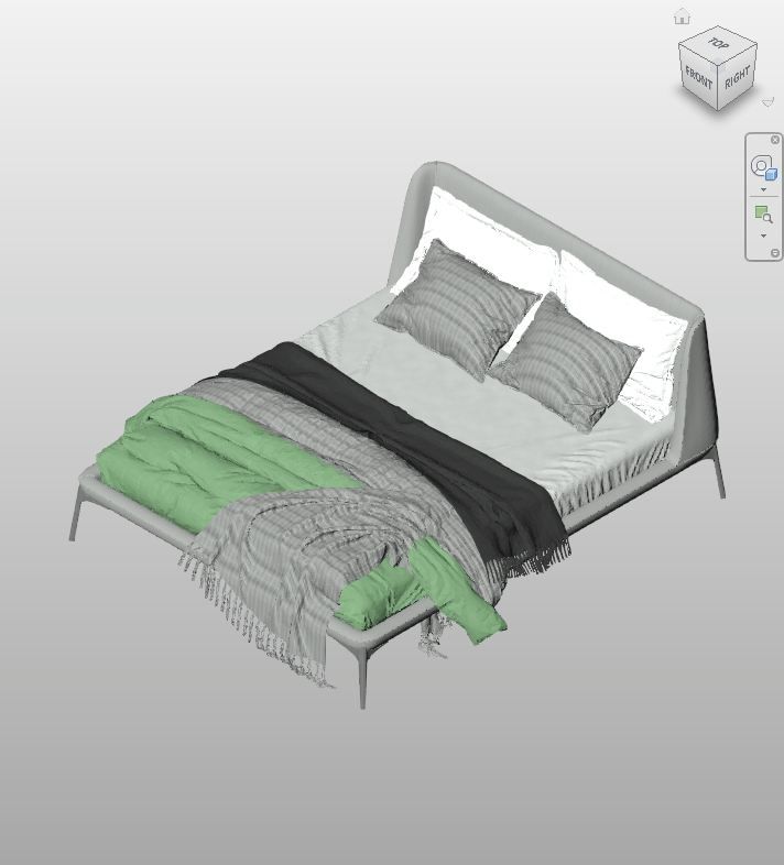 Gray Upholstered Double Bed Revit Family | Boracity