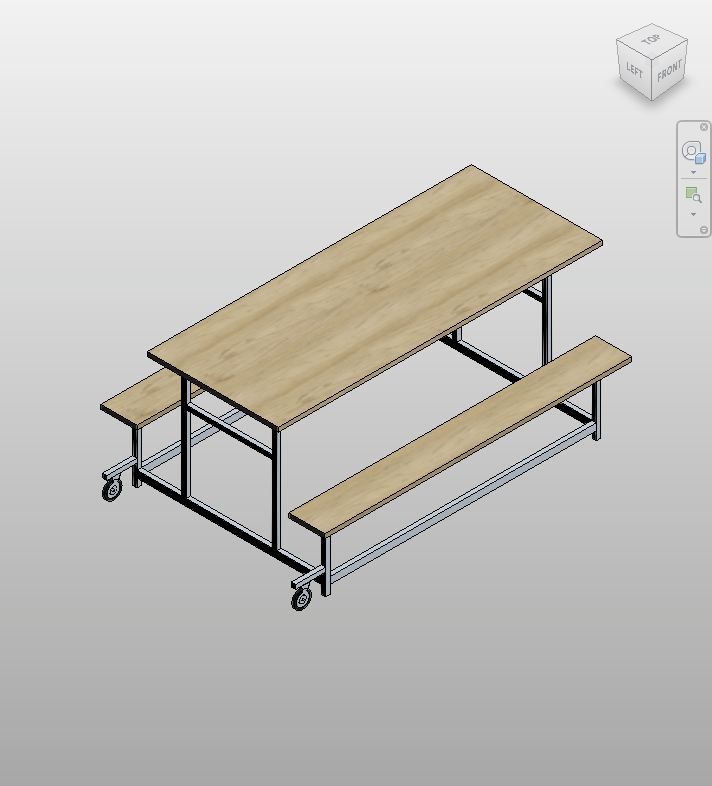 Oak Mobile Cafeteria Table Revit Family | Boracity