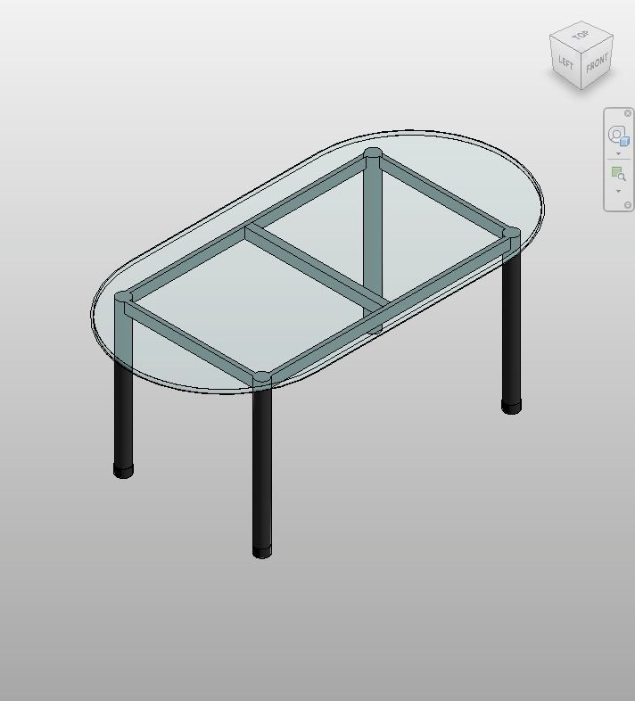 Elegant Glass Oval Dining Table Revit Model | Boracity