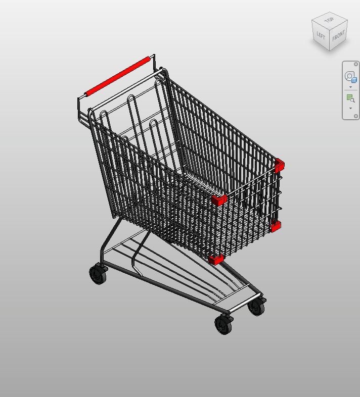 Download Red Handle Shopping Cart Revit | Boracity