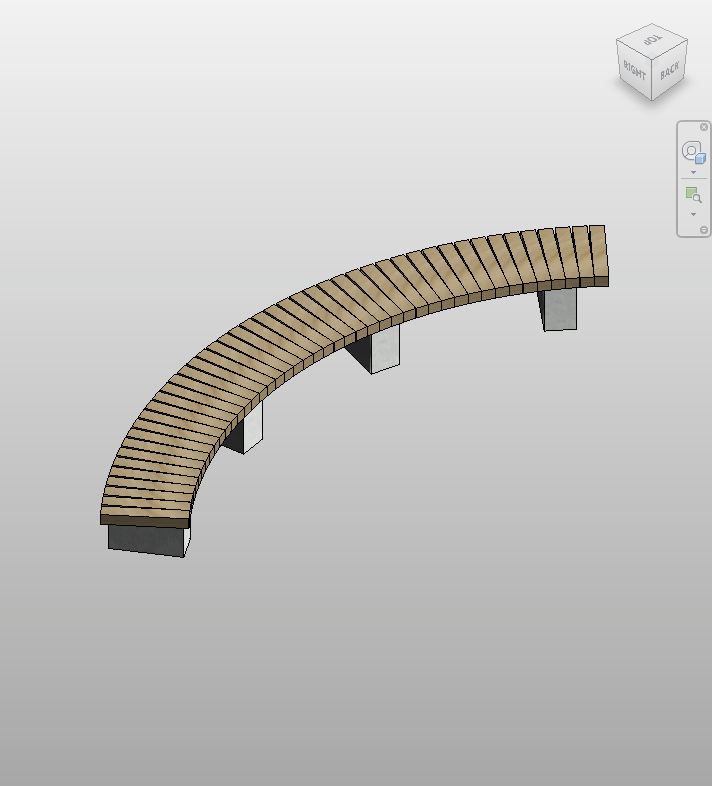 Curved Wooden Outdoor Bench Revit Family | Boracity