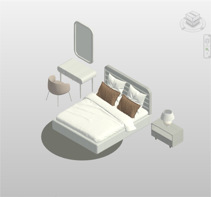 Conjunto de Dormitorio Moderno en Beige - Familia Revit Gratis | Boracity