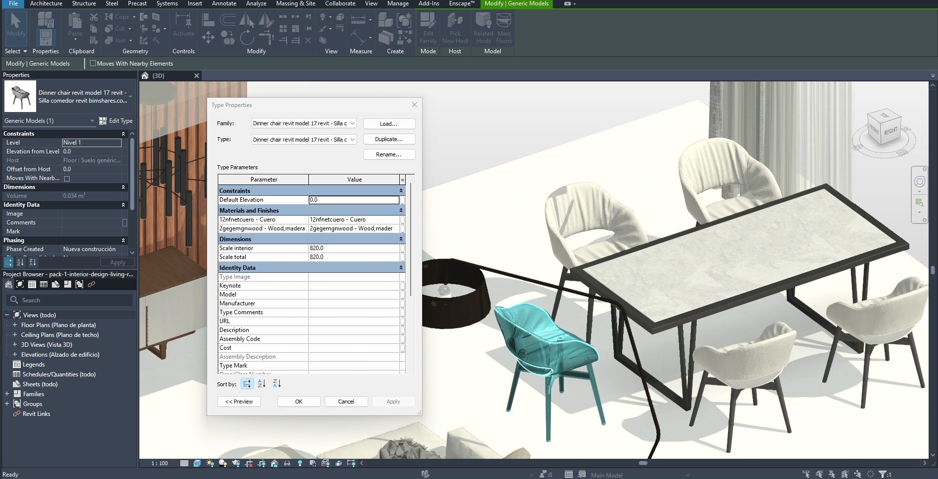 Colección Revit Salón y Comedor Moderno | Premium | Boracity