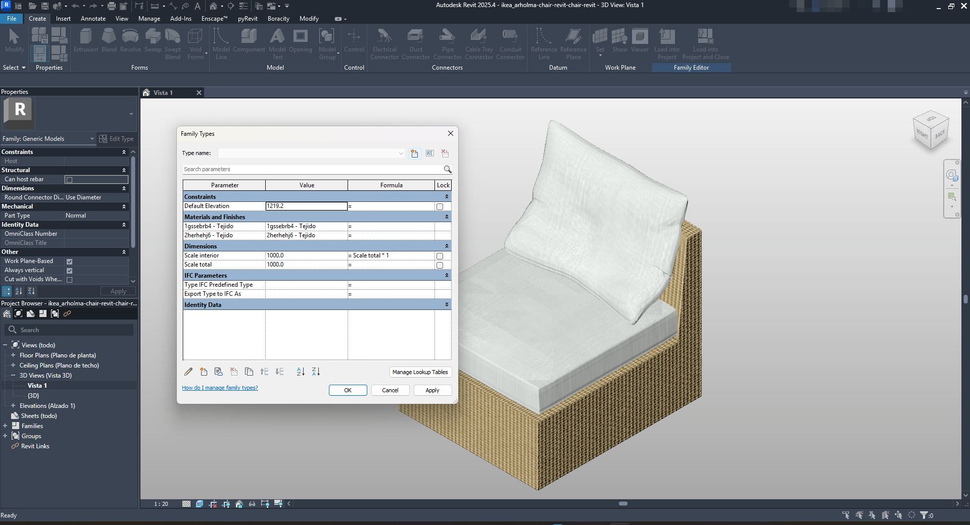 Beige Wicker Lounge Chair Revit Family | Boracity