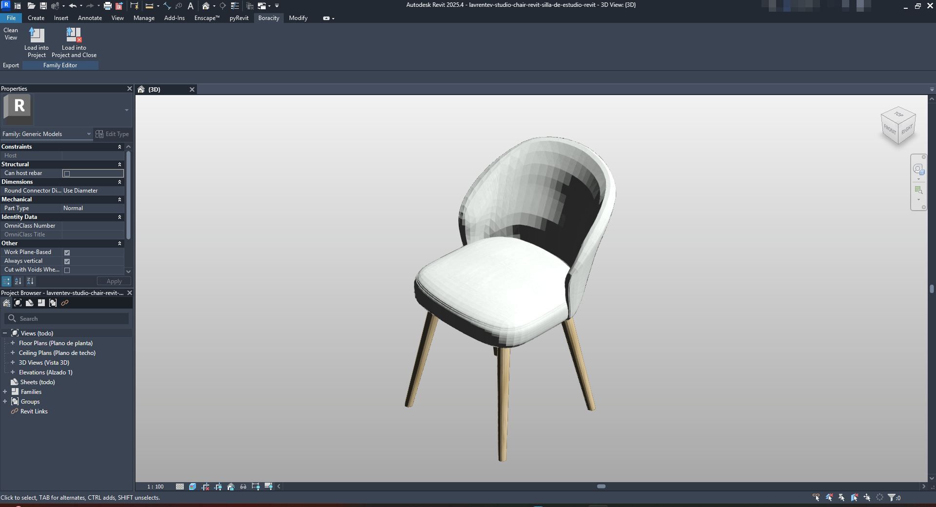 Download Two-Tone Curved Back Chair Revit Family | Boracity