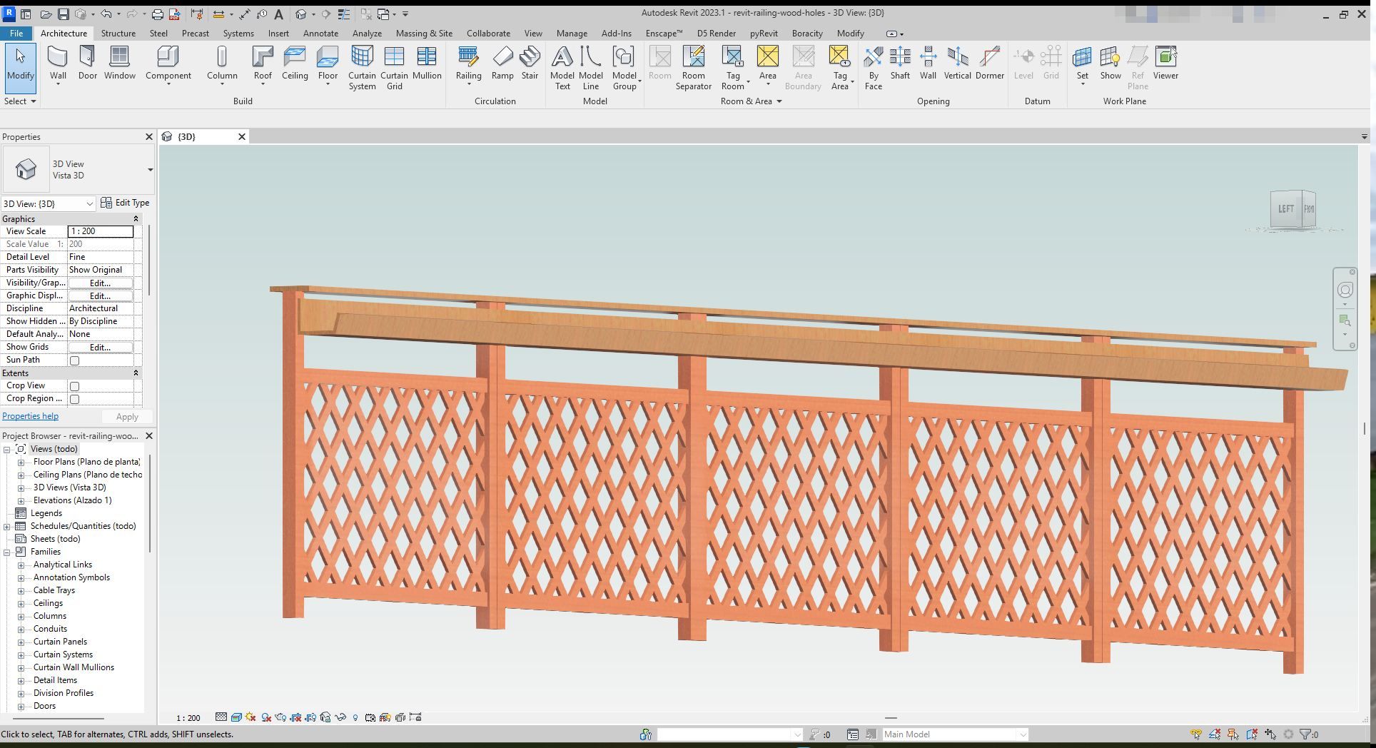 Timber Railing Revit Oak Lattice Wood Railing Revit Family | Boracity
