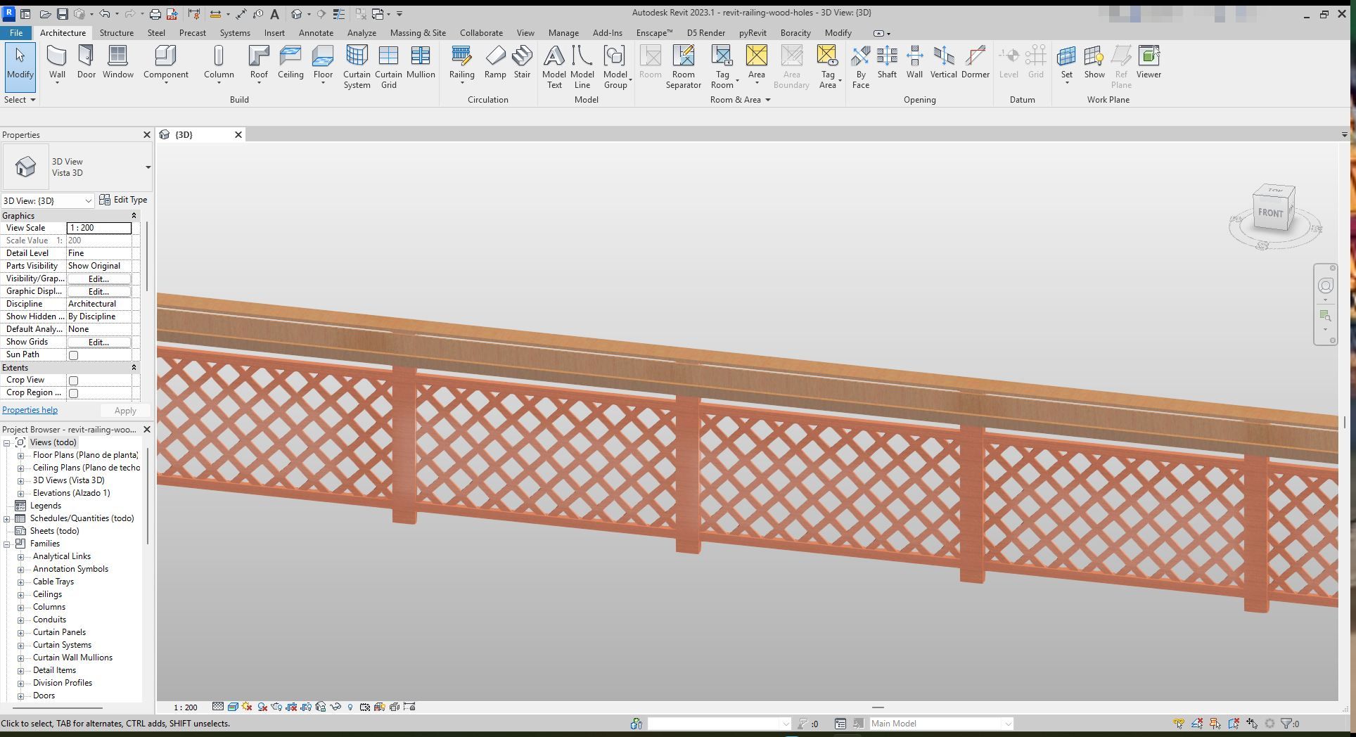 Timber Railing Revit Oak Lattice Wood Railing Revit Family | Boracity