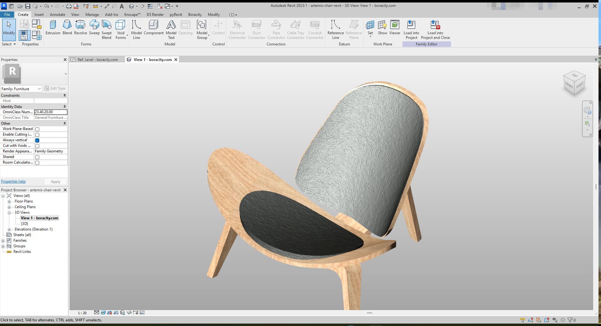 Revit Object Rocking Chair Elegant Oak Leather Lounge Chair Revit | Boracity