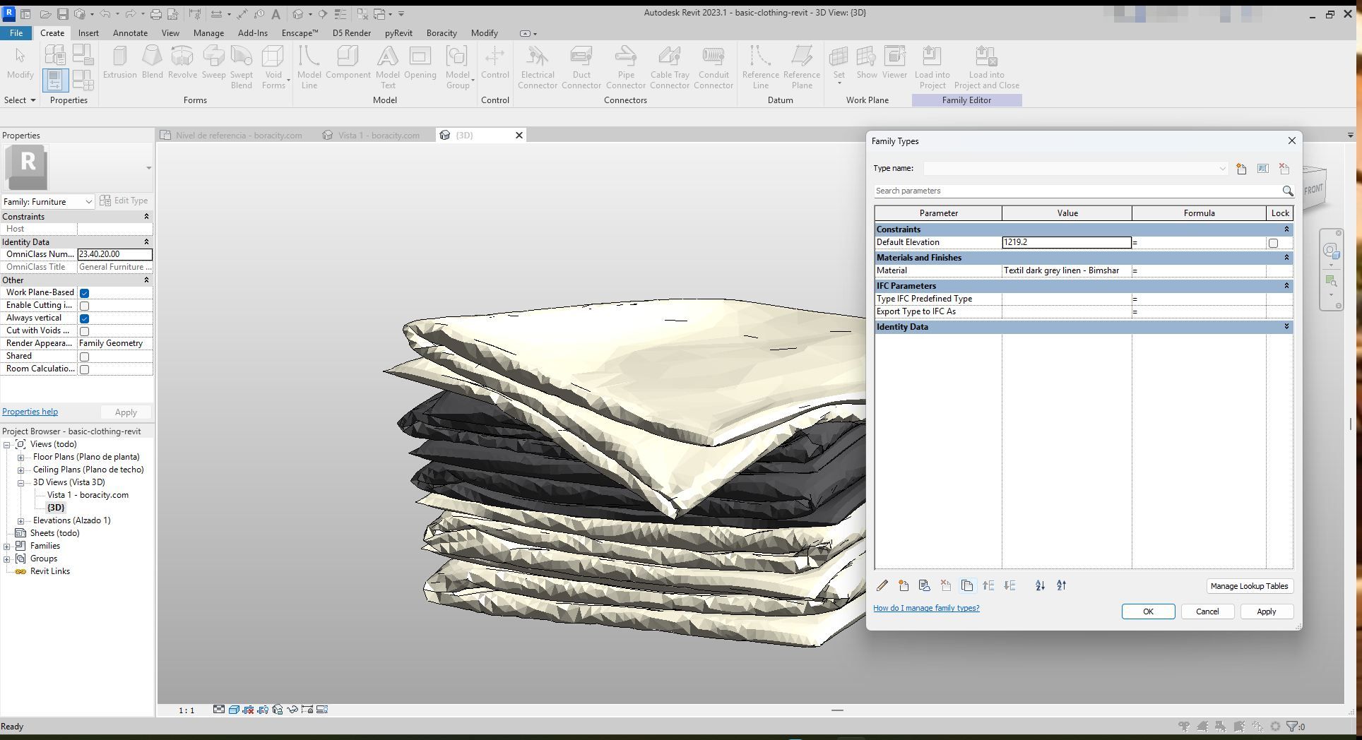 Monochrome Fabric Stack Revit Family | Boracity