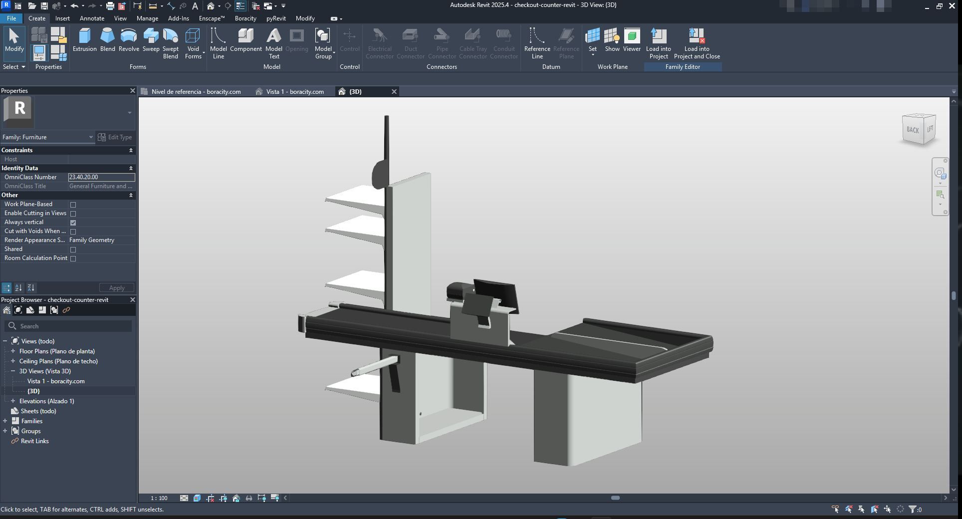 Black White Checkout Counter - Free Revit Commercial Family | Boracity