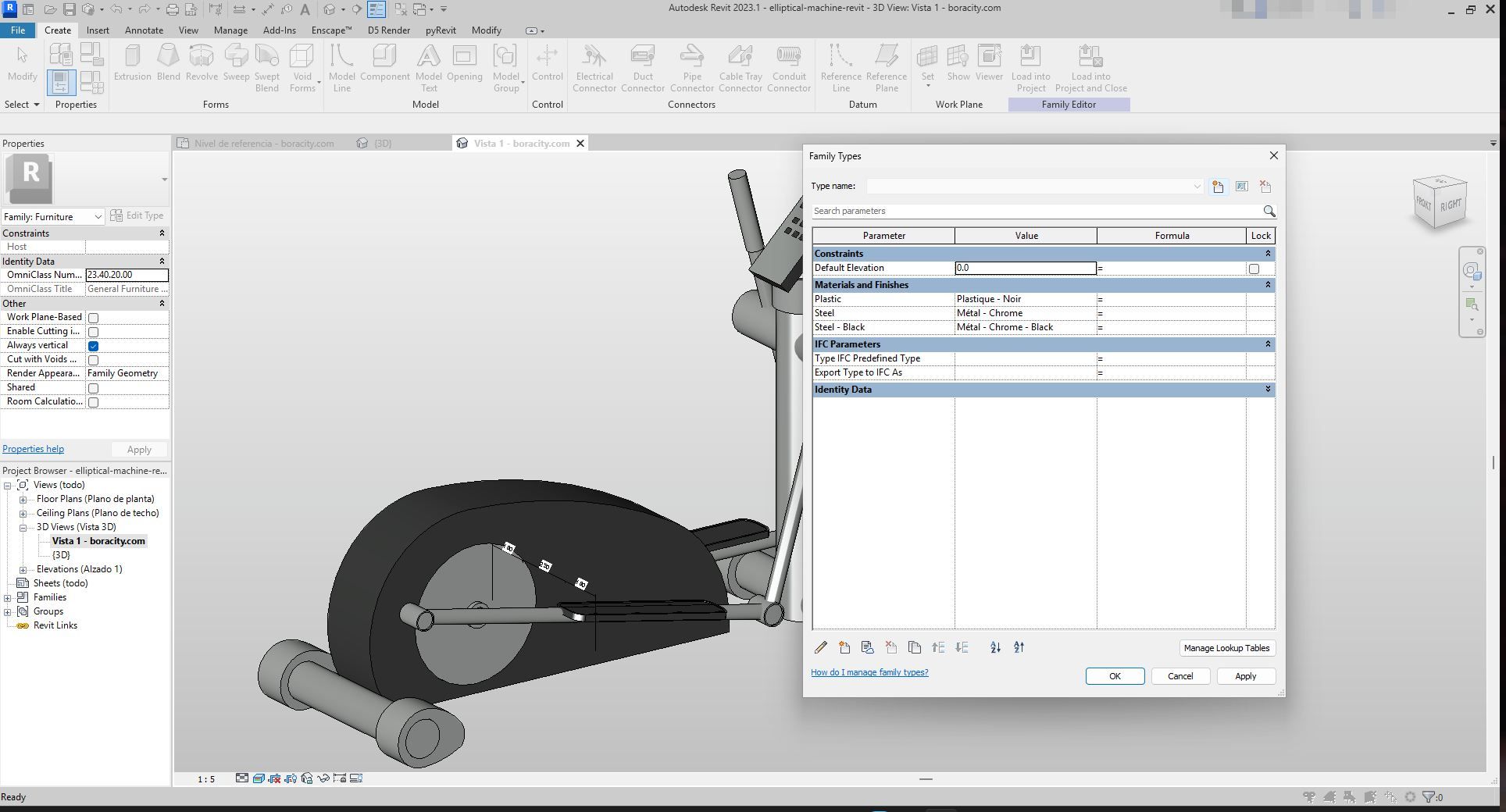 Elliptical Rivit Black Steel Elliptical Trainer Revit Model | Boracity