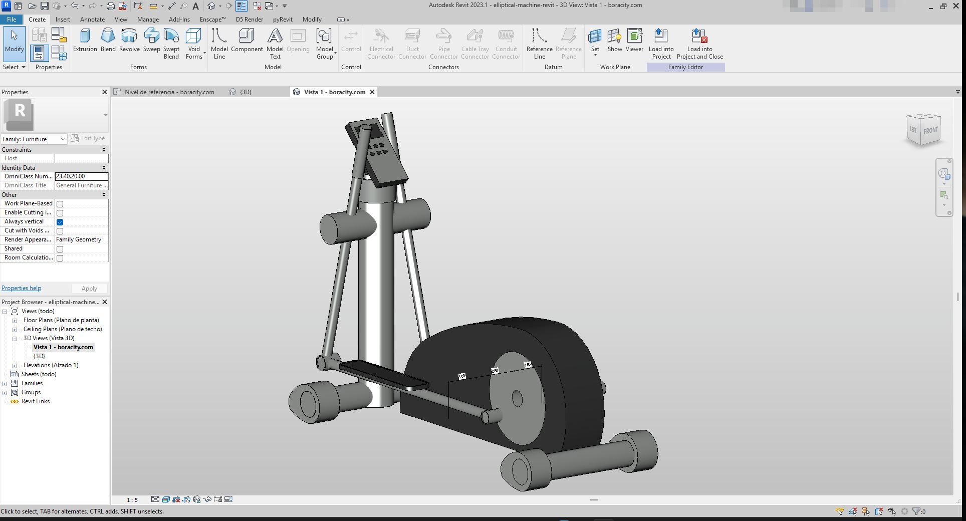 Elliptical Rivit Black Steel Elliptical Trainer Revit Model | Boracity
