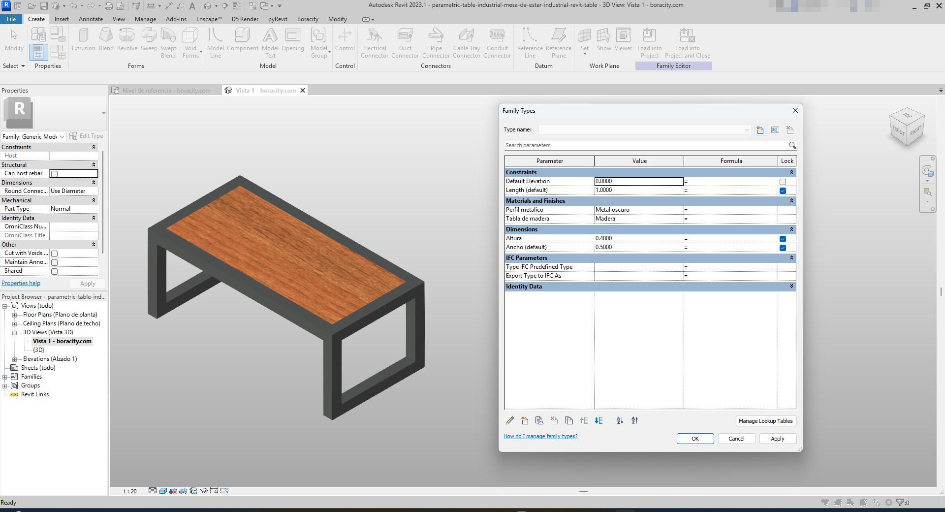 Industrial Oak Metal Coffee Table Revit | Boracity
