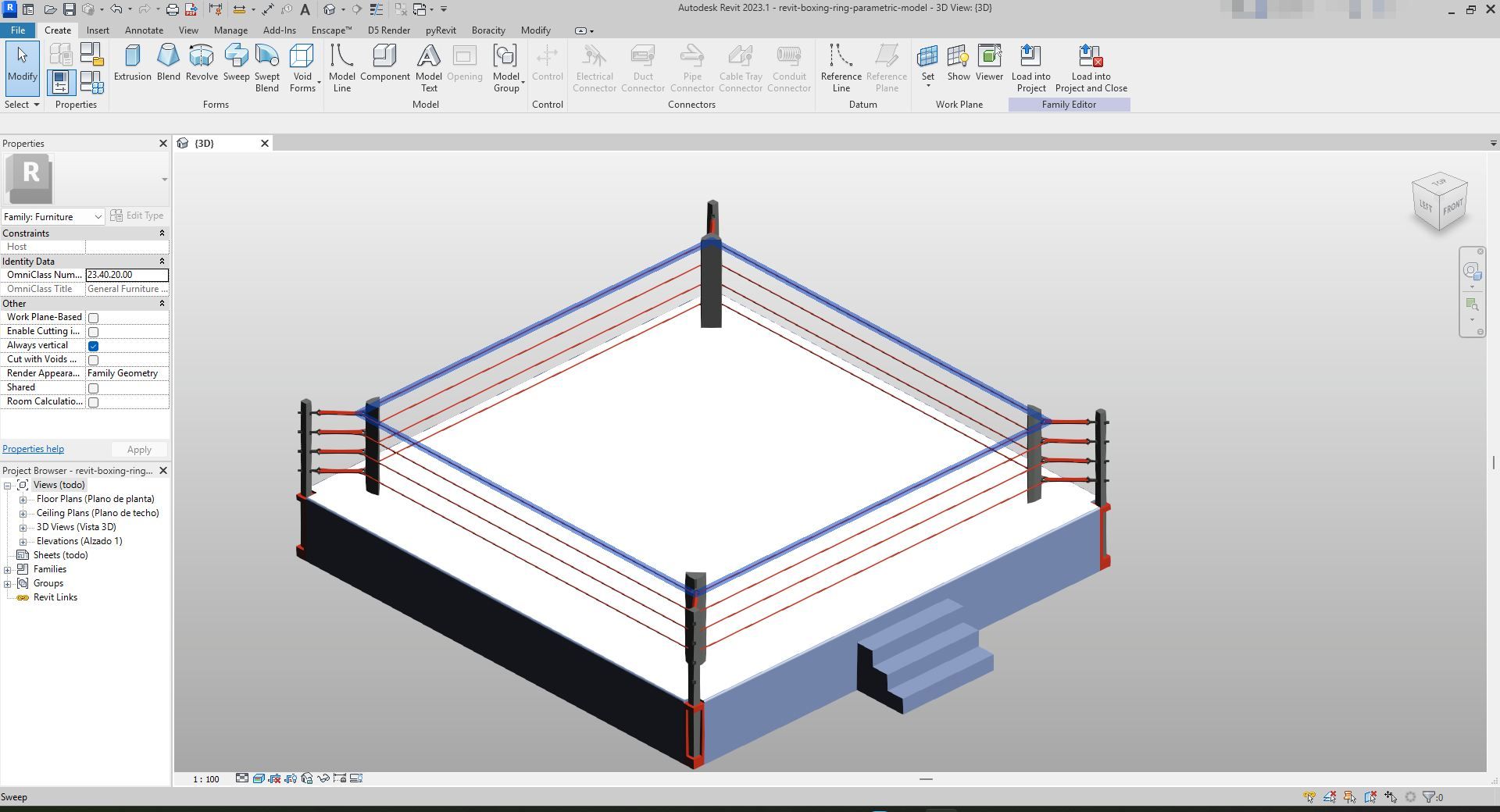 Parametric Boxing Ring Revit Family | Boracity