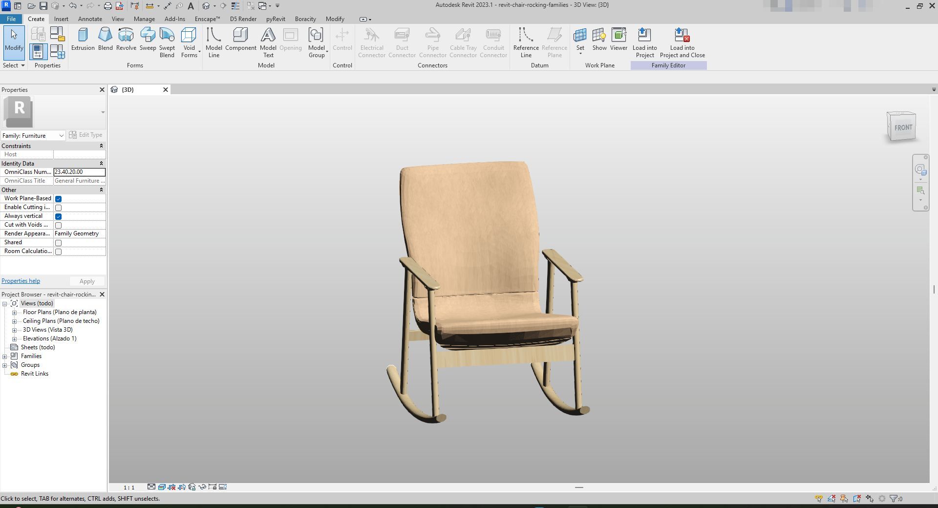 Revit Object Rocking Chair Beige Fabric Rocking Chair Revit Family | Boracity