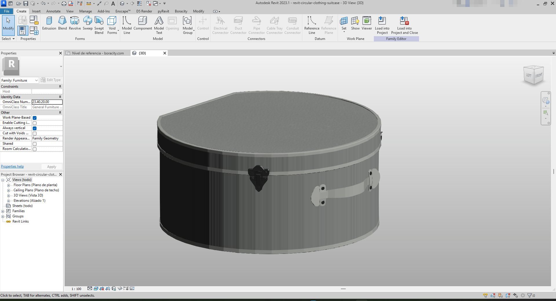 Black Circular Leather Suitcase Revit | Boracity