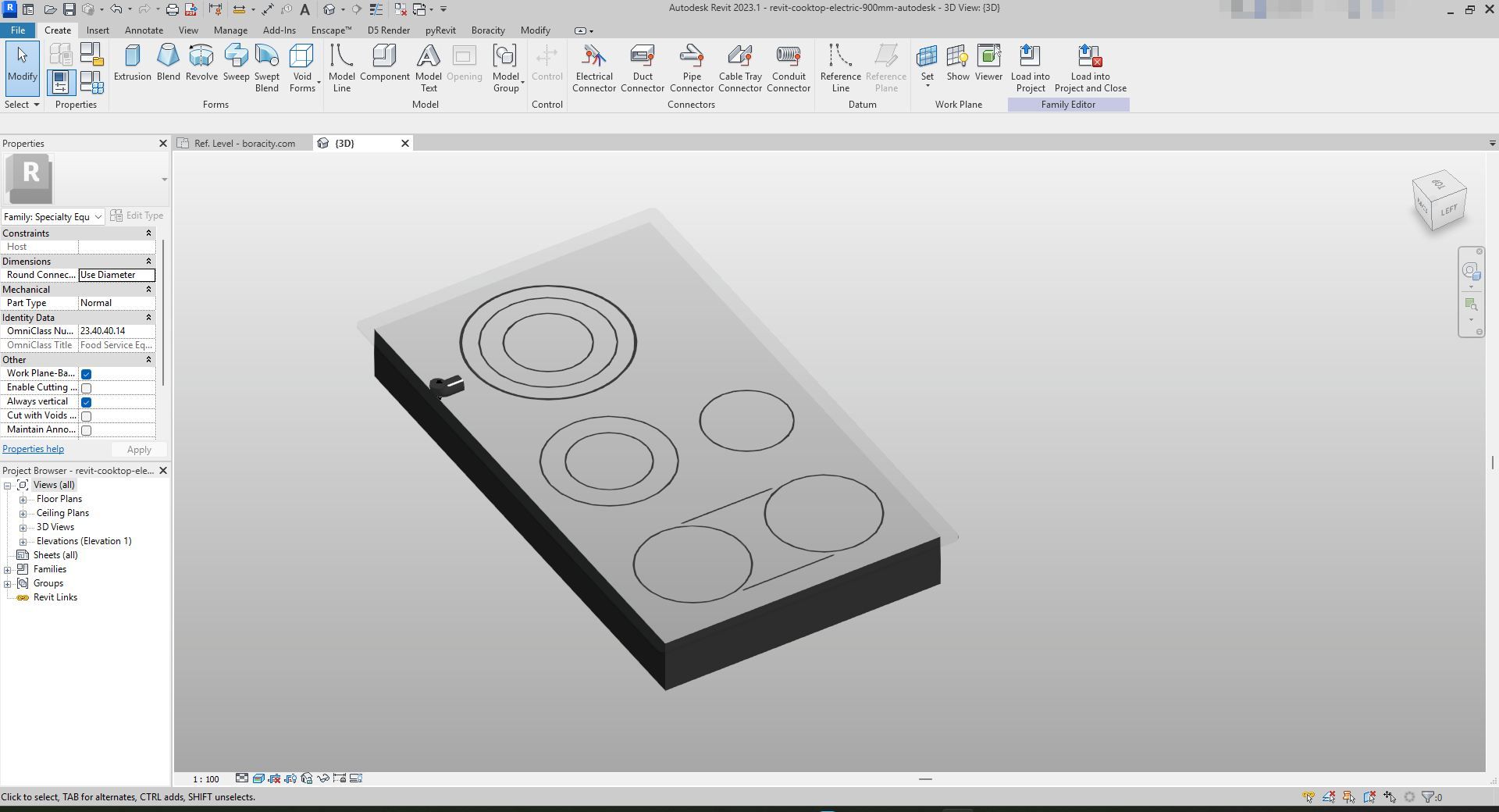 Sleek Black Glass Cooktop Revit Family | Boracity