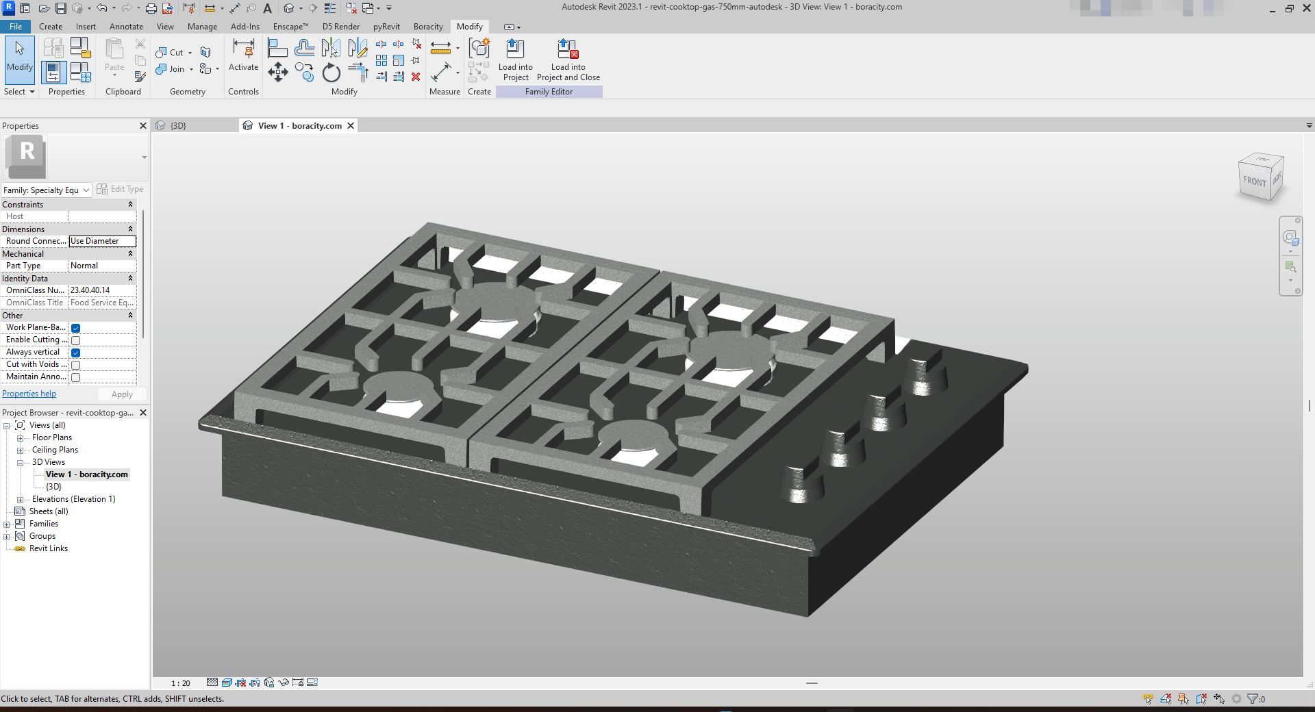Stainless Steel Gas Cooktop Revit Family | Boracity