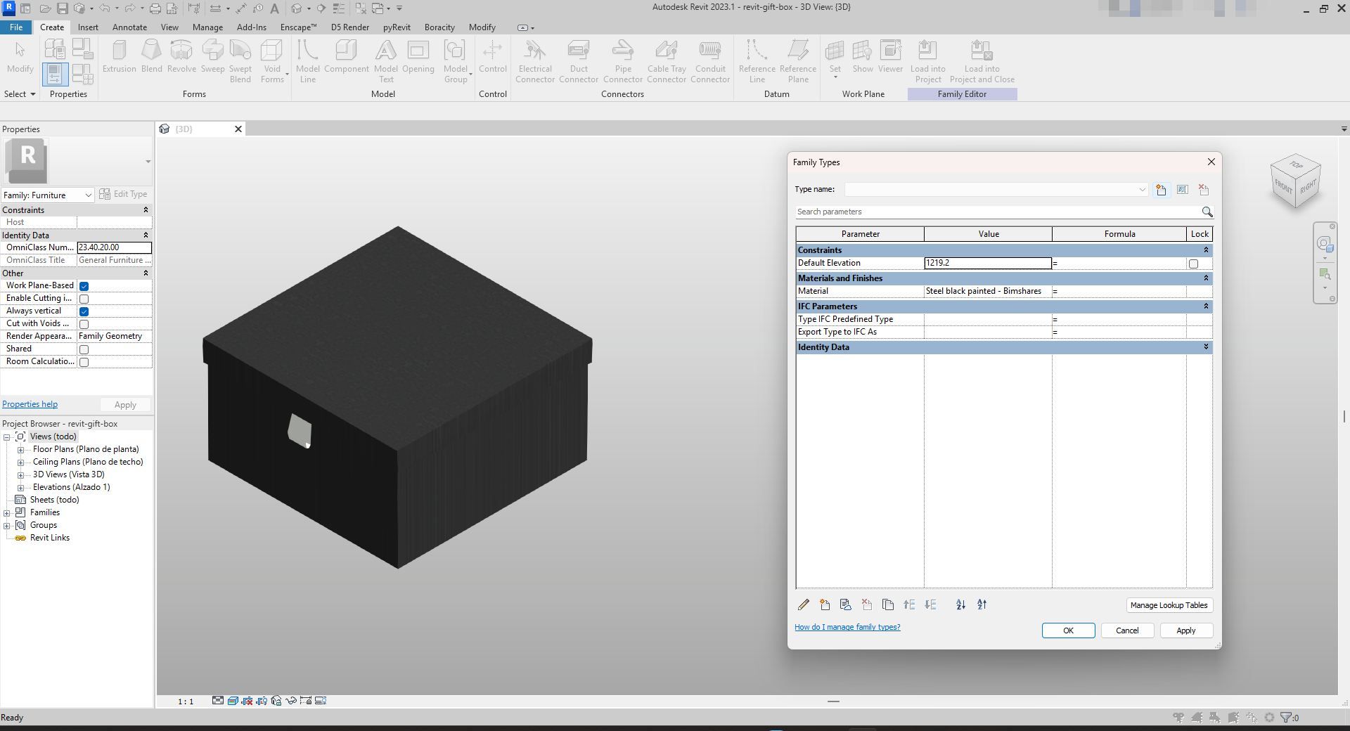Download Black Matte Gift Box Revit Family | Boracity