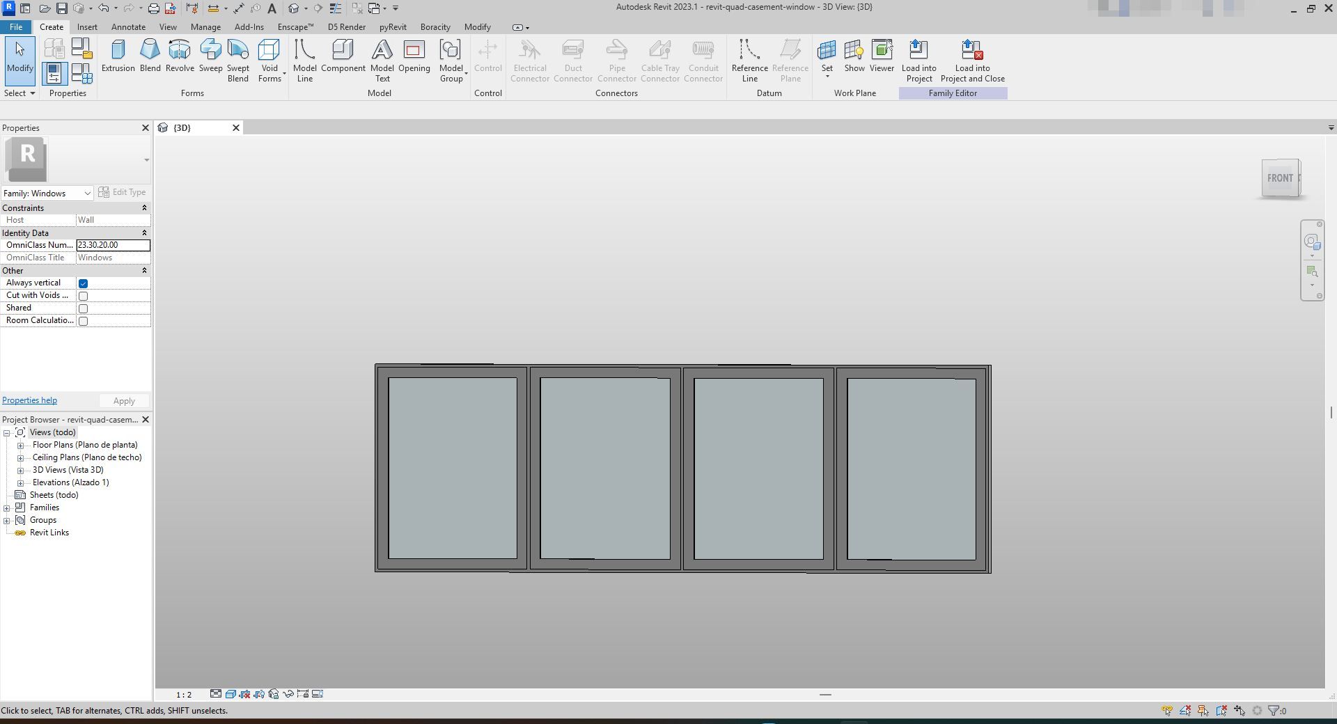 Quad Casement Window Revit Family | Boracity