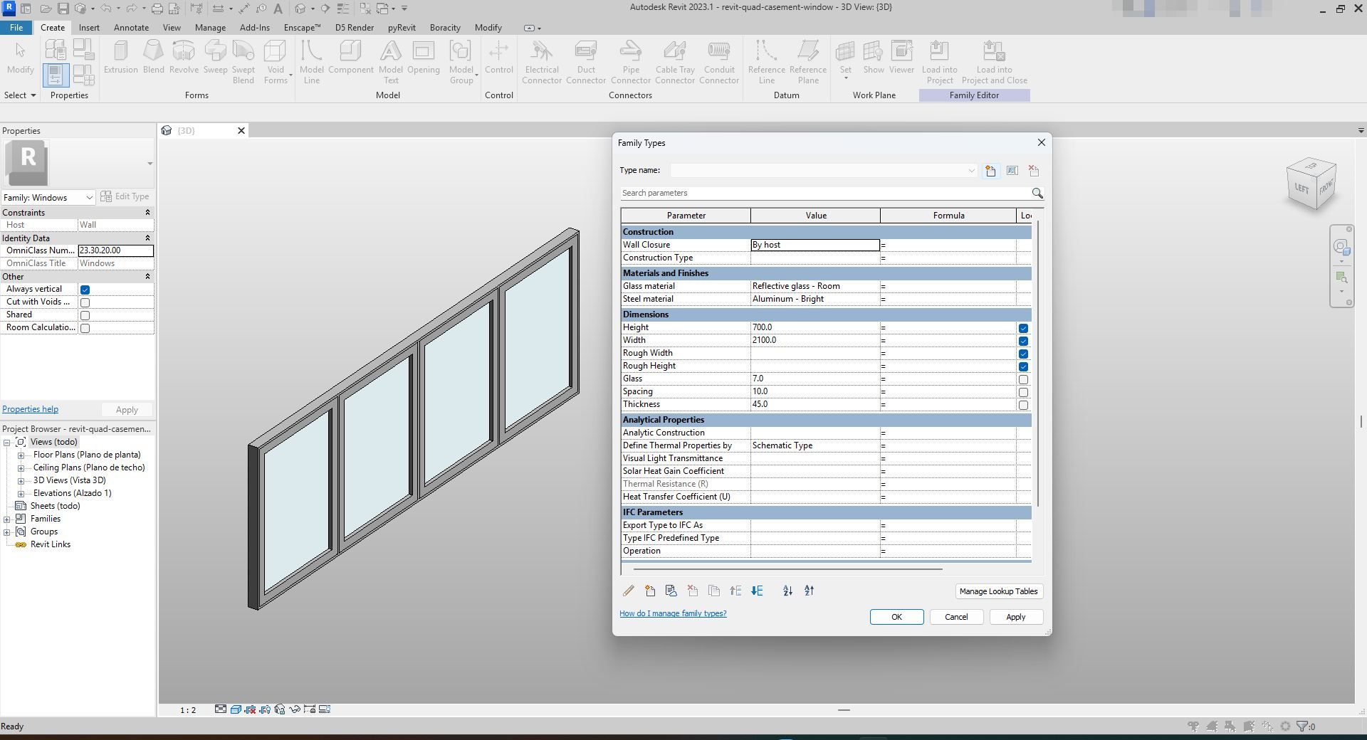 Quad Casement Window Revit Family | Boracity