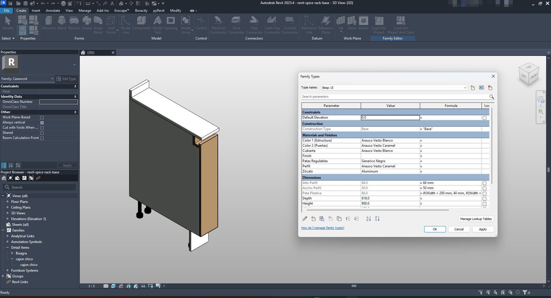 Two-Tone Spice Rack Cabinet Revit Family | Boracity