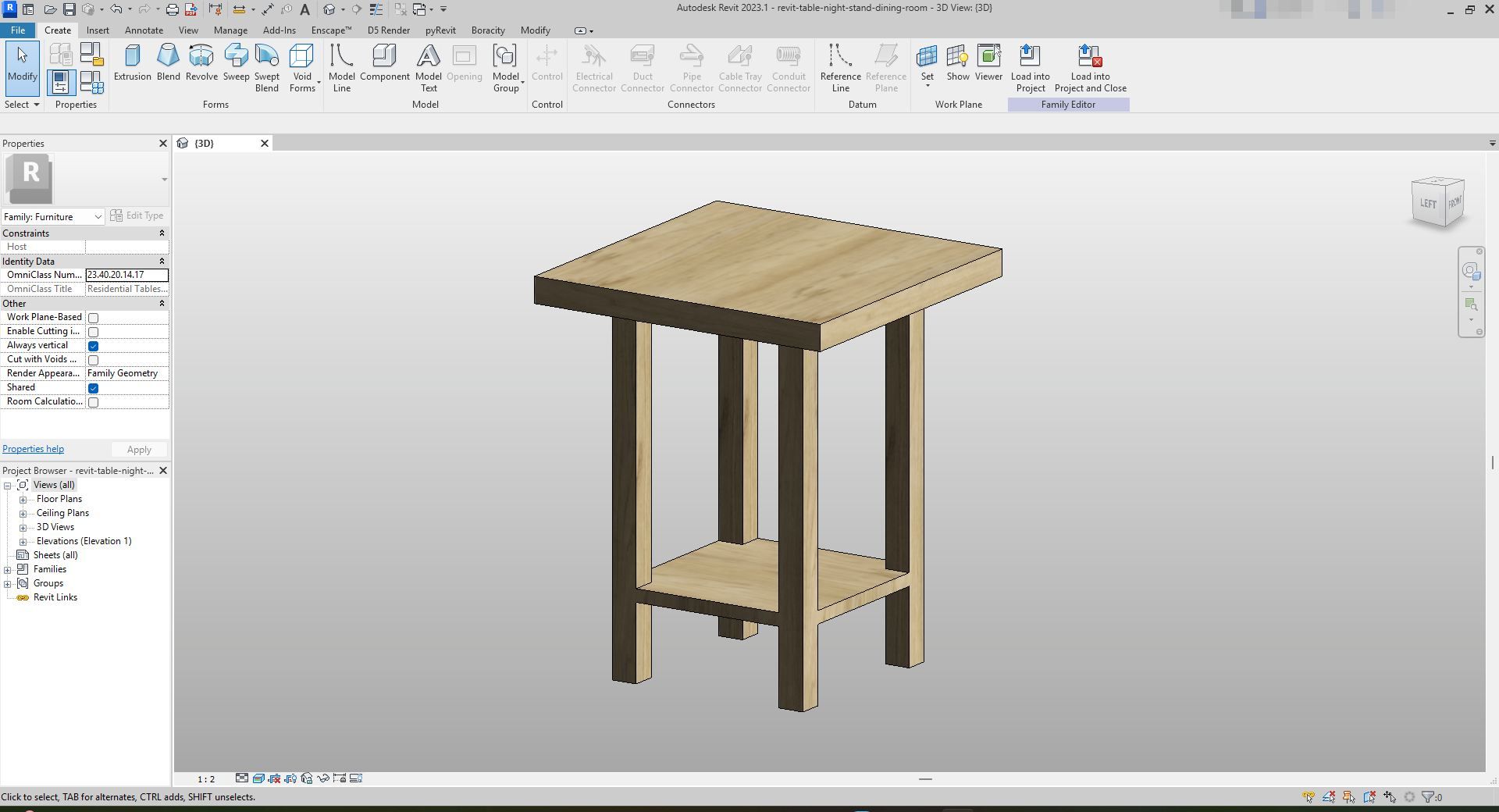 Download Oak Square Side Table Revit | Boracity