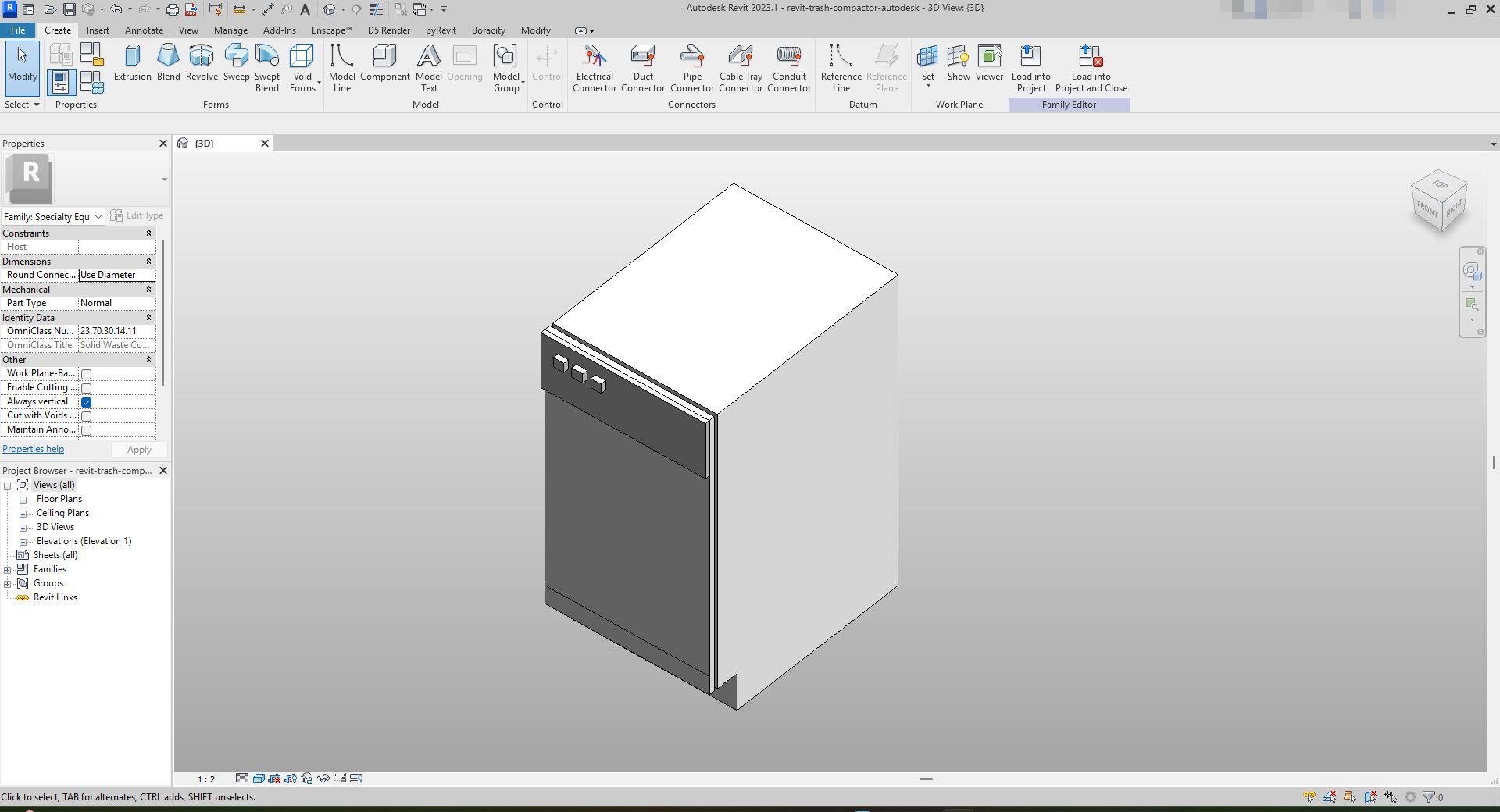 Revit Compactor Stainless Steel Trash Compactor Revit | Boracity
