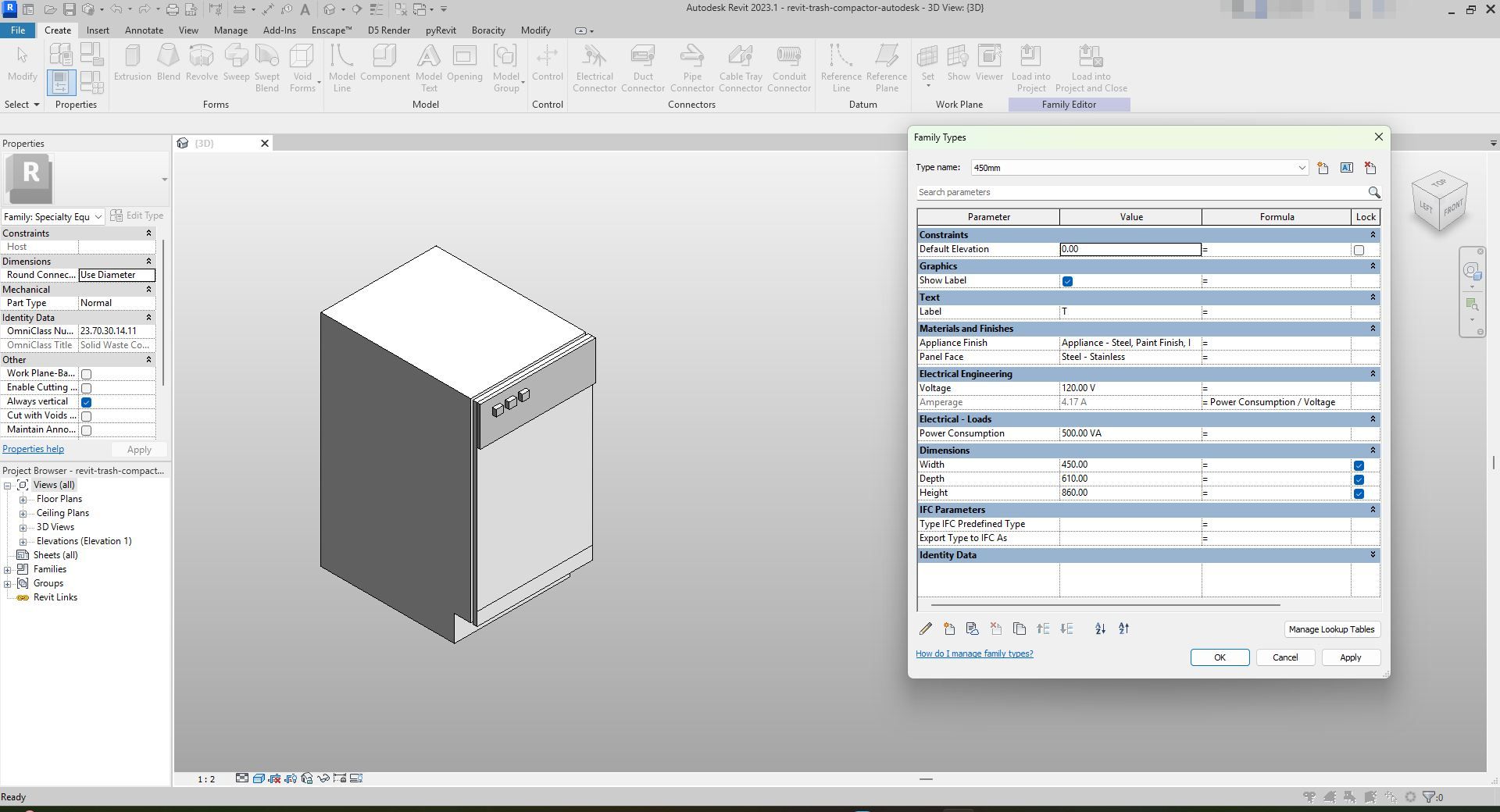Outside Compactor Control Panel Stainless Steel Trash Compactor Revit | Boracity