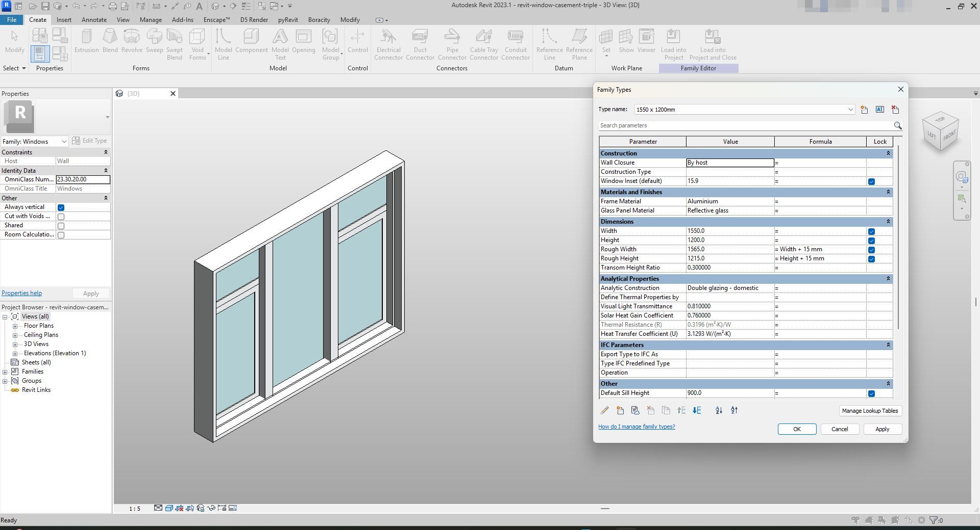Window Frame Revit Triple Casement Window Revit Family | Boracity