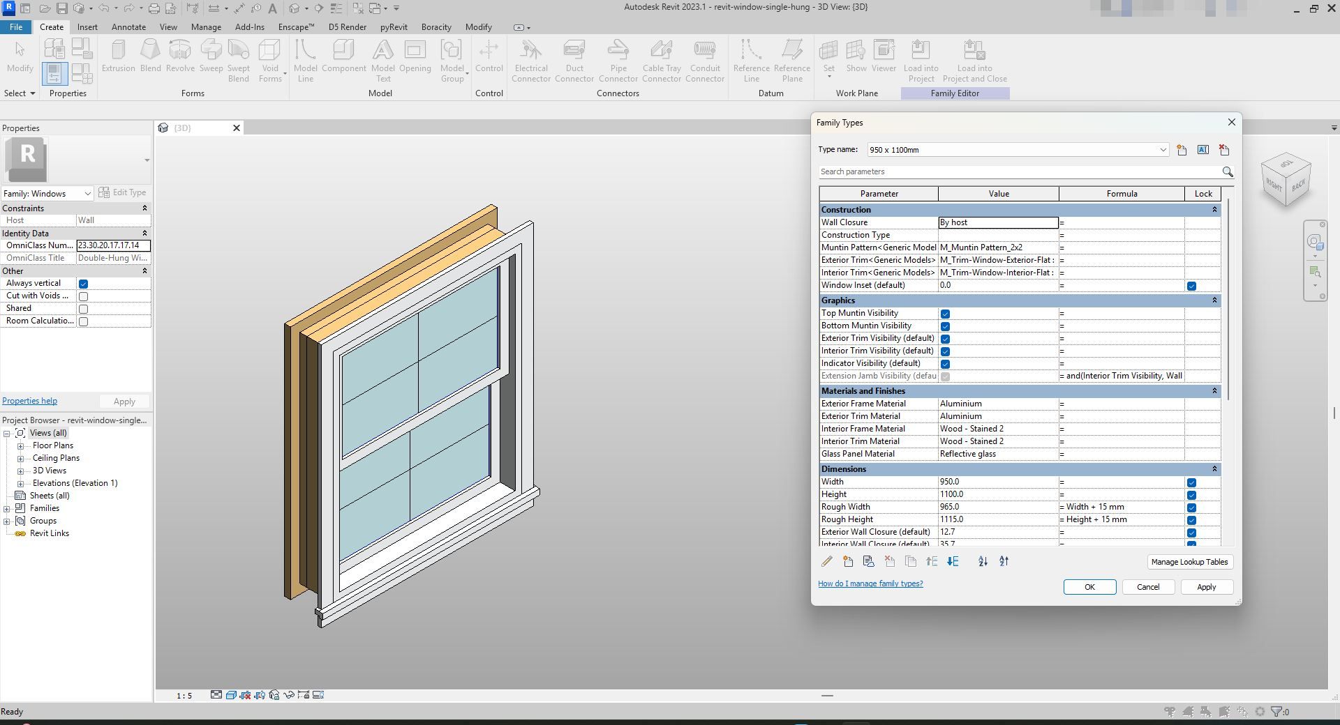 Window Frame Revit White Single Hung Window Revit Family | Boracity