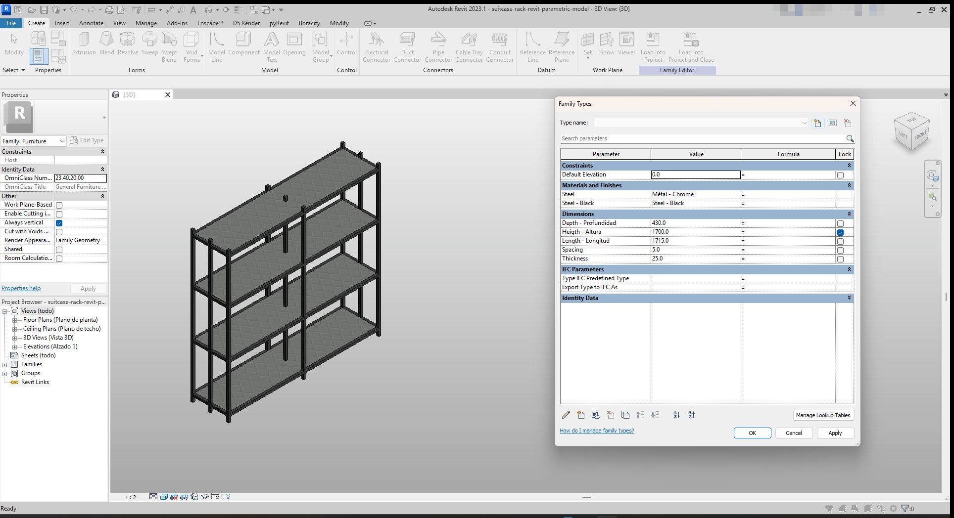 Rack Rvt Family Black Metal Storage Rack Revit Family | Boracity