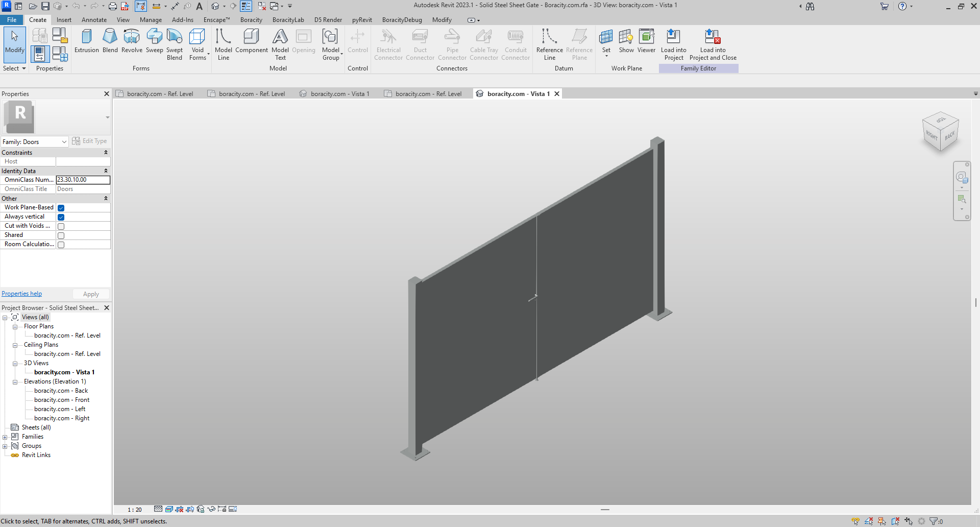 Steel Structure Rvt Solid Steel Sheet Gate Revit Family 12x7 ft | Boracity