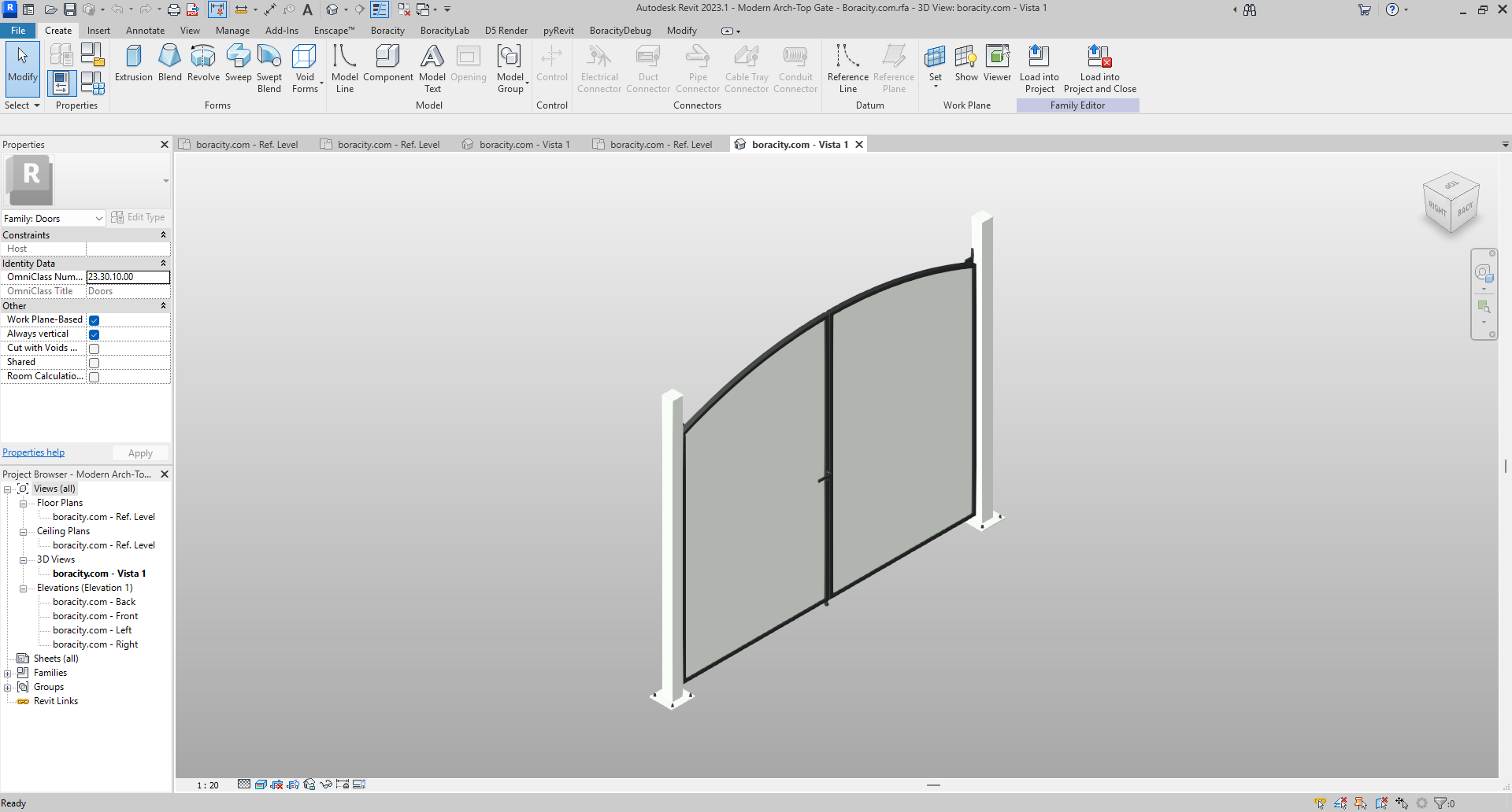 Modern Arch-Top Gate Revit Family 10x8 ft | Boracity