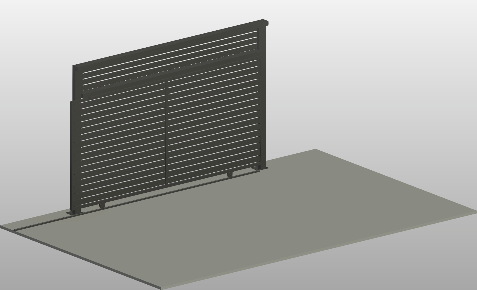 Sliding Gate with Slat Header Revit Family 14x9 ft | Boracity