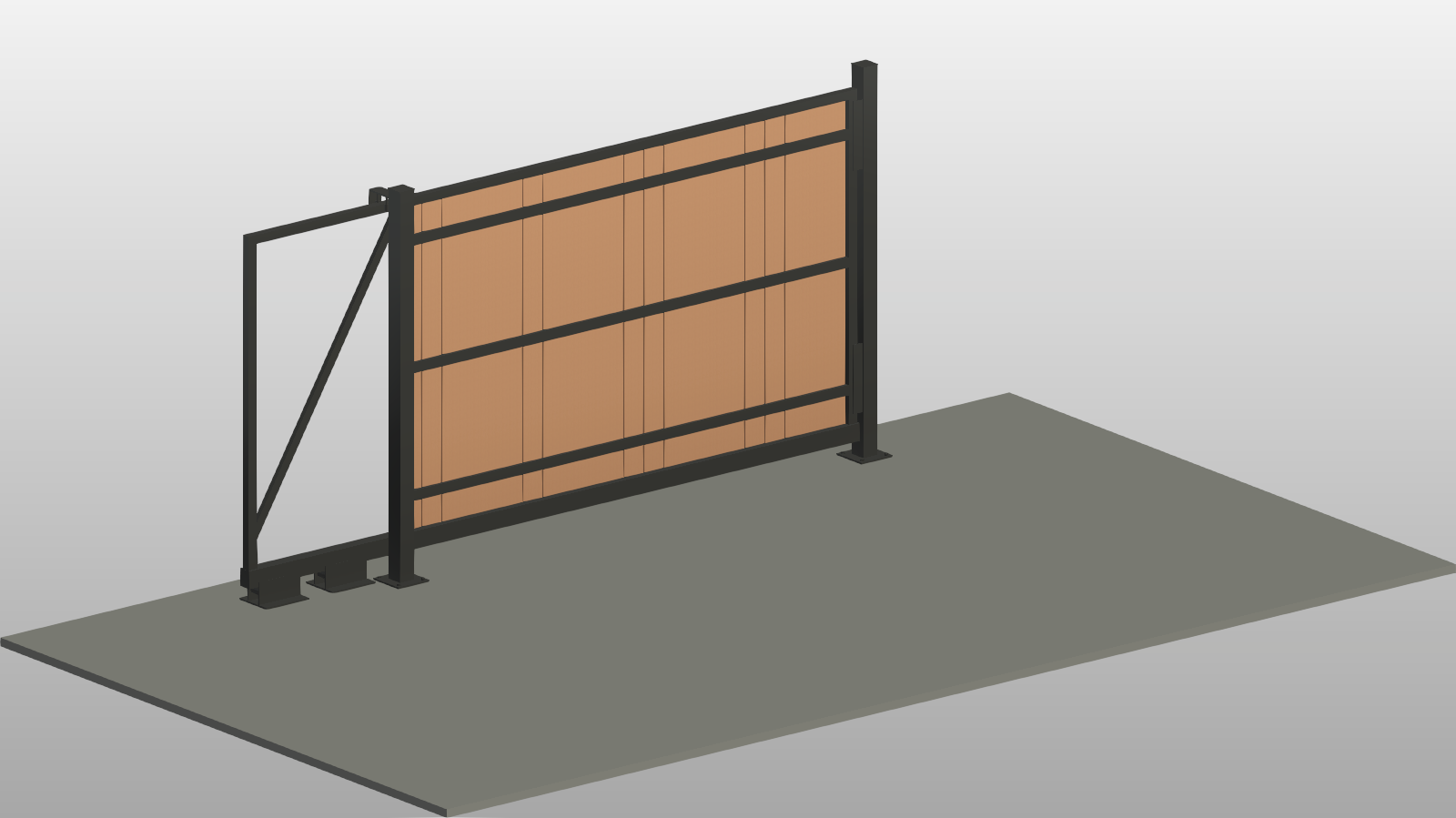 Gapless Wood Board Sliding Gate Revit Family 14x7 ft | Boracity