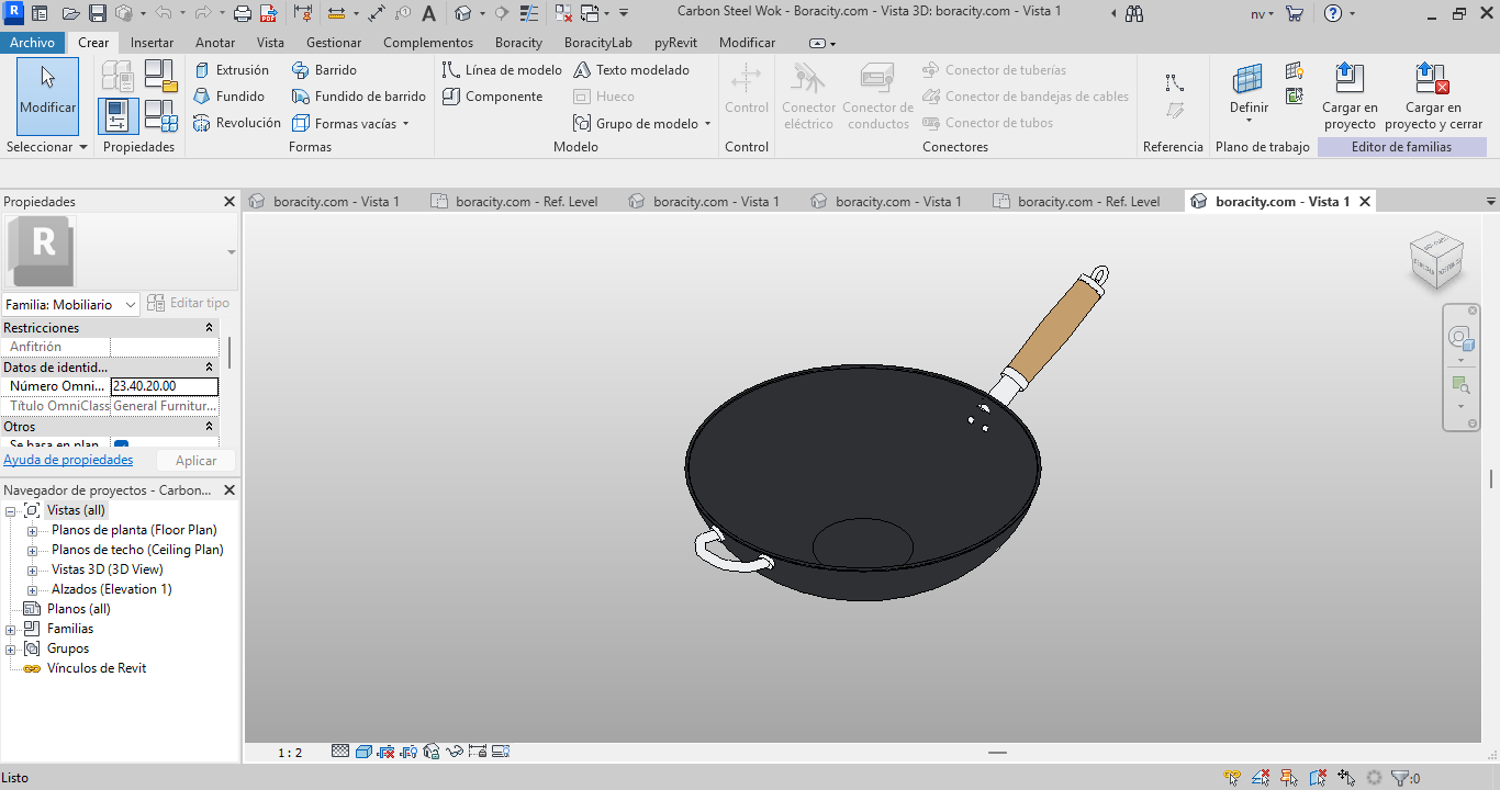 Carbon Steel Wok Revit Family - BIM Model | Boracity