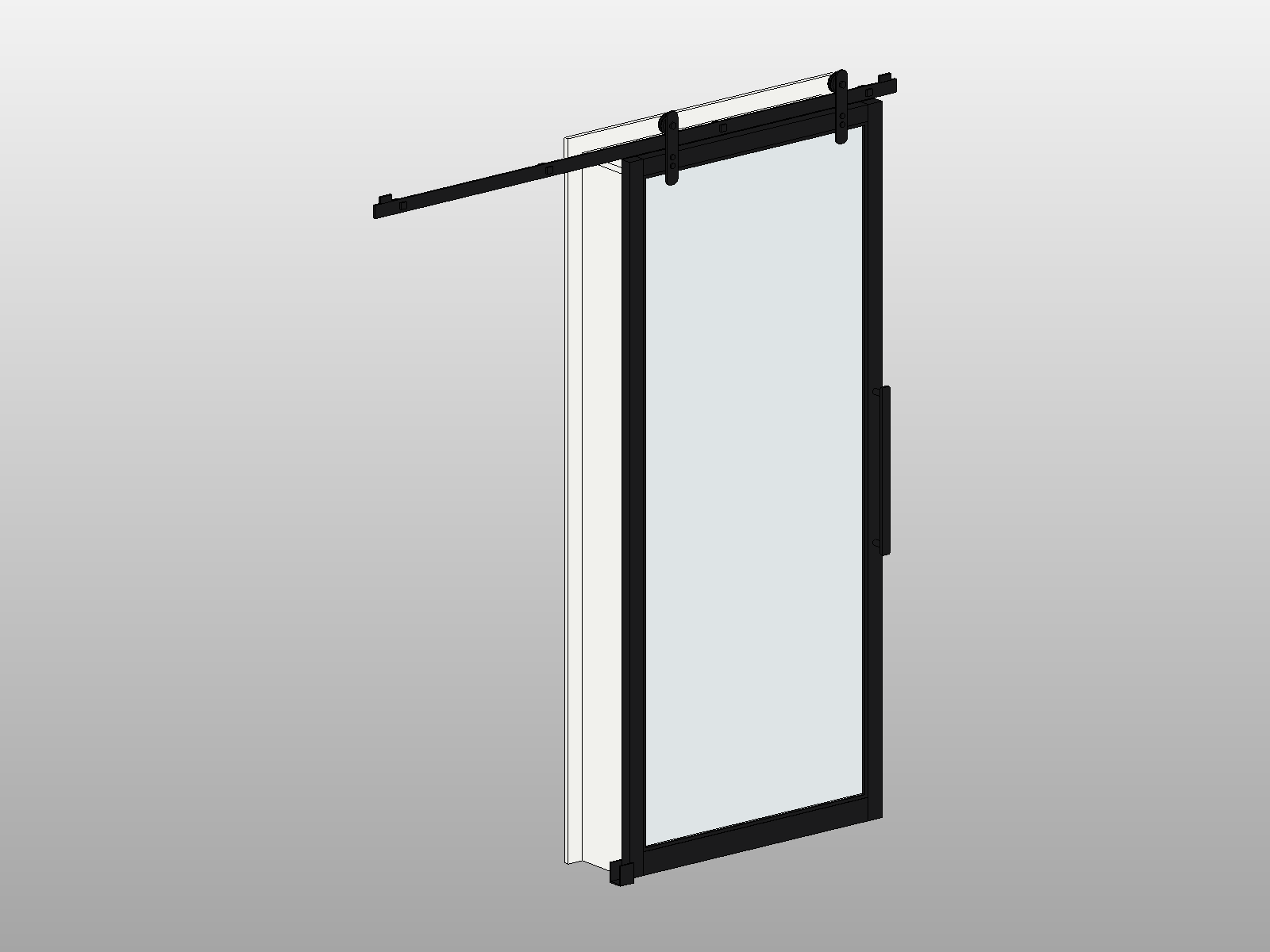 70s Frame Texture Black Frame Glass Barn Door Revit Family 36x84 in | Boracity