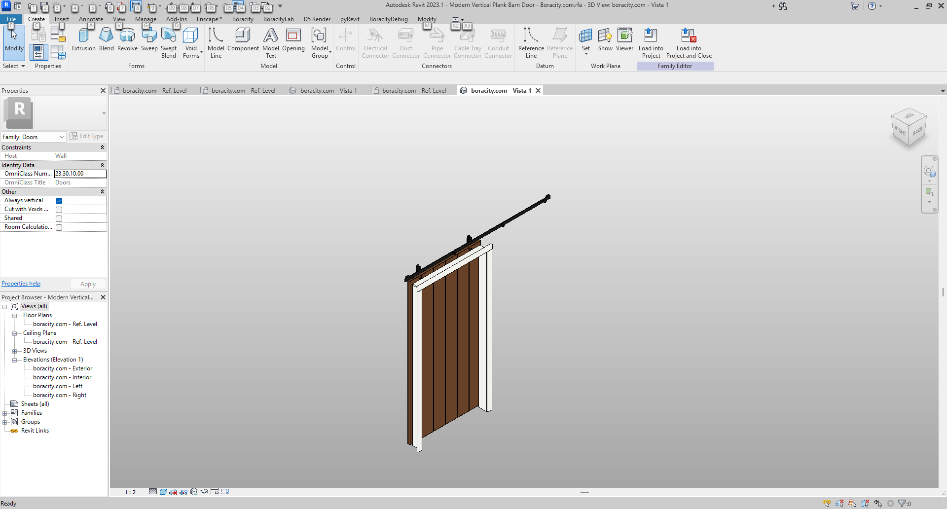 Modern Vertical Plank Barn Door Revit 42x84 in | Boracity