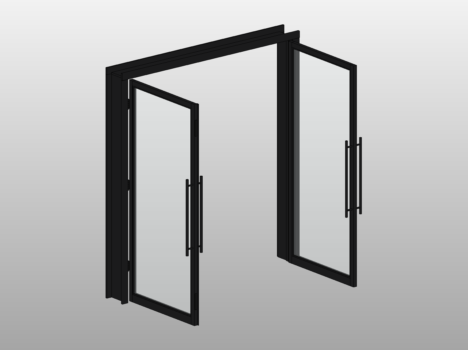 70s Frame Texture Double Black Frame Glass Door Revit Family 72x80 in | Boracity