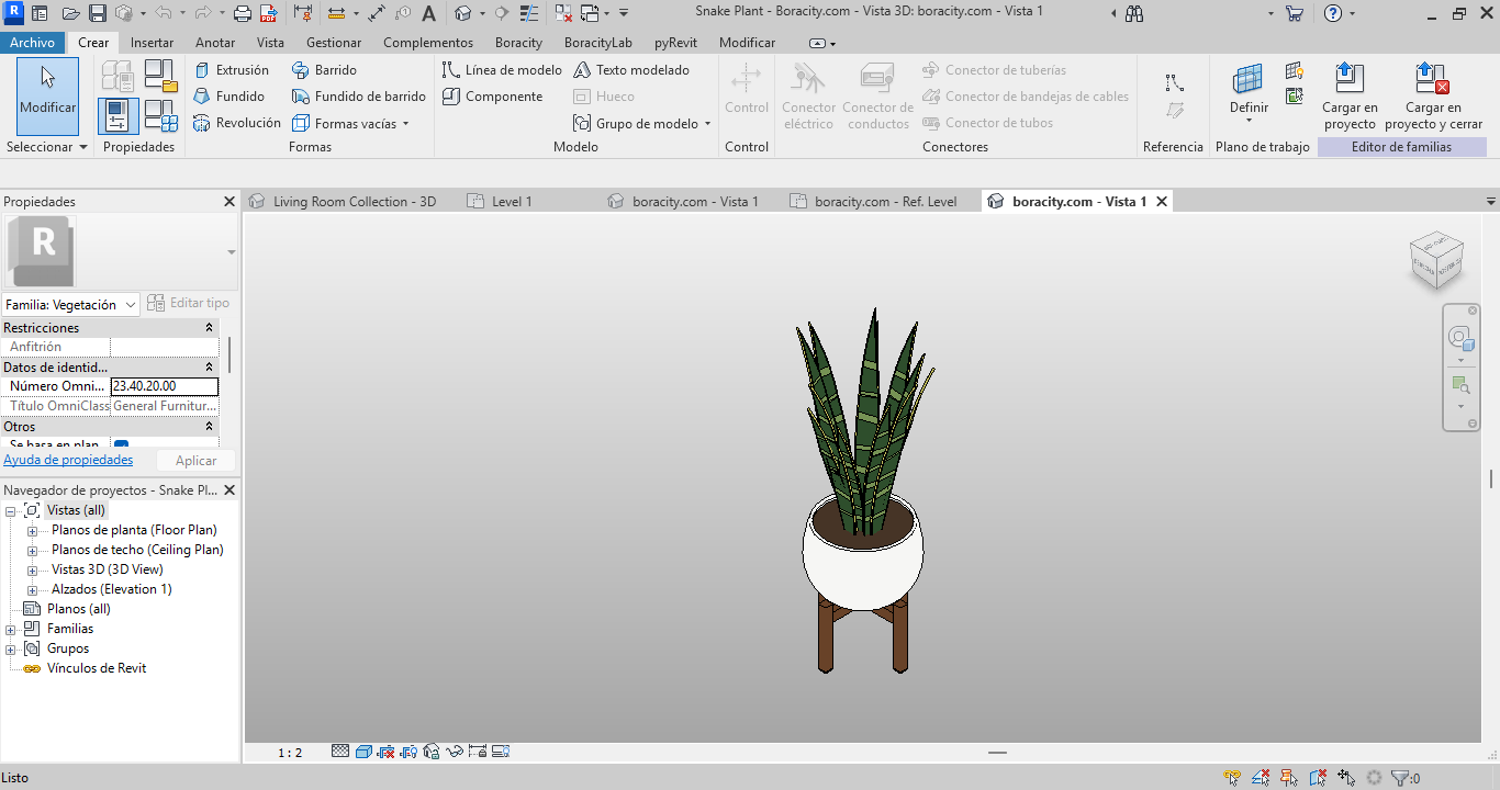 Snake Plant Revit Family - BIM Model | Boracity