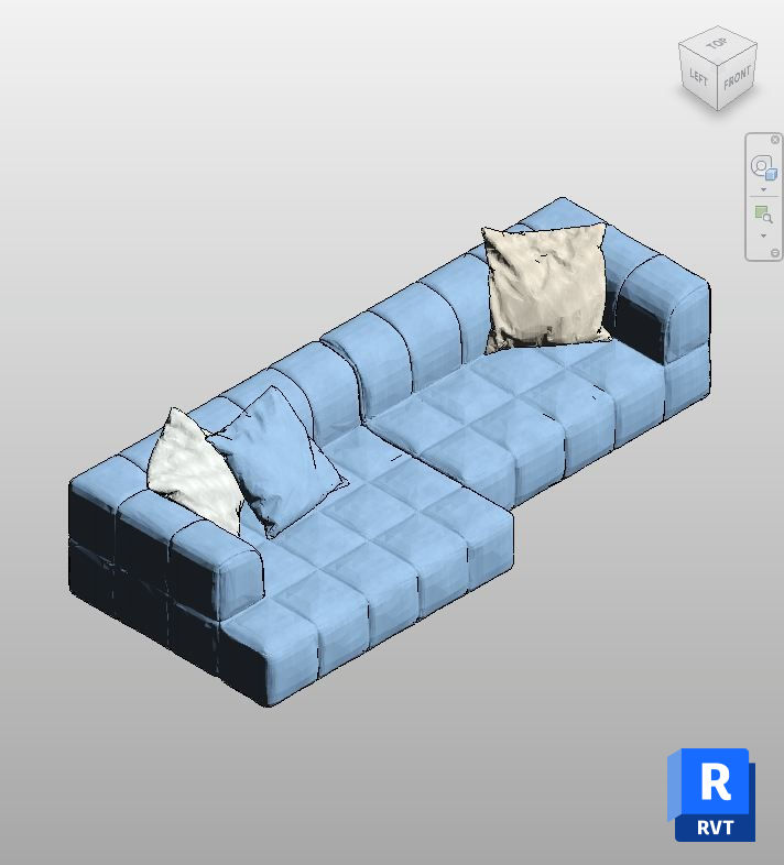 Download Blue Tufted Corner Sofa Revit Family | Boracity