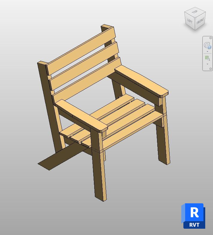 Download Natural Wood Slatted Chair Revit Family | Boracity