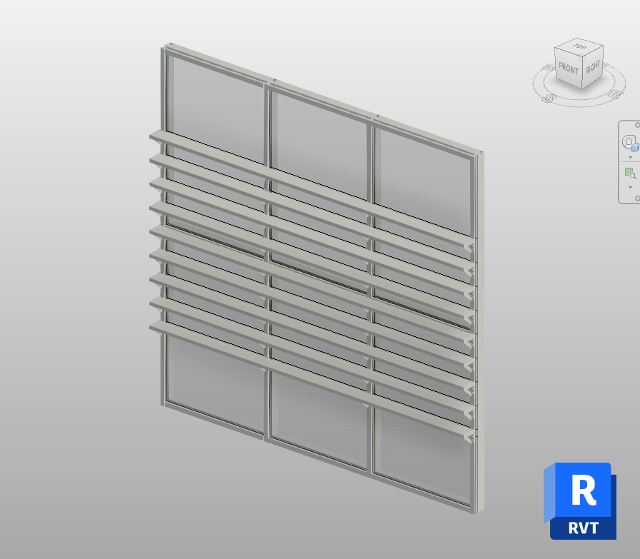 Curtain Wall with Horizontal Sunshades Revit | Boracity