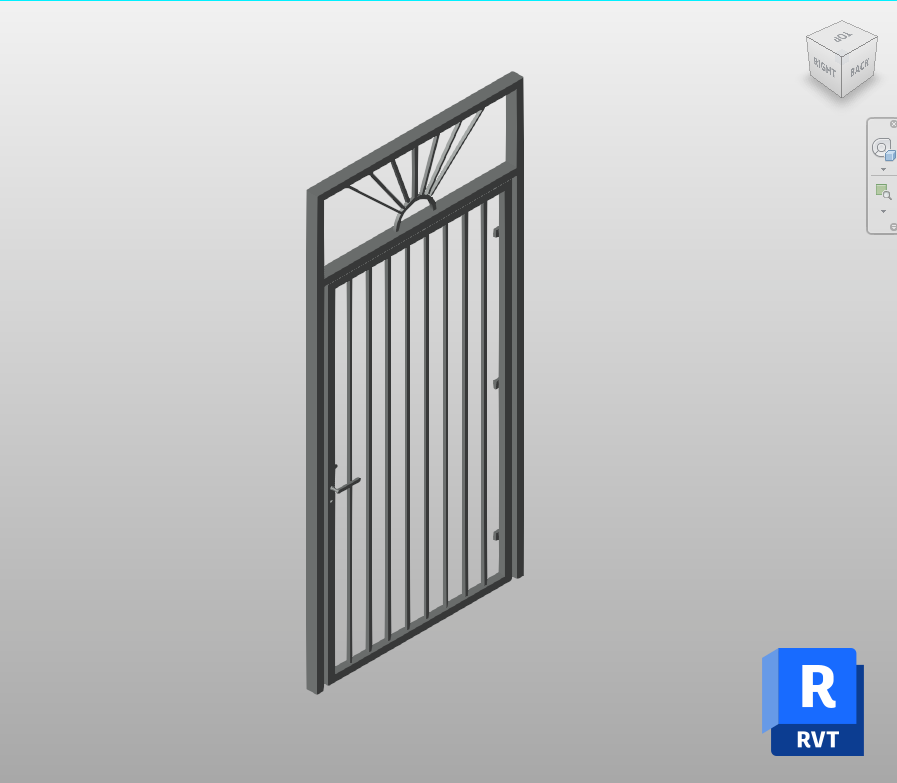 Iron Gate Door with Transom Revit Family 48x100 in | Boracity