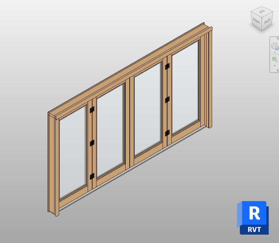 Wood Folding Patio Door Revit Family 144x80 in | Boracity