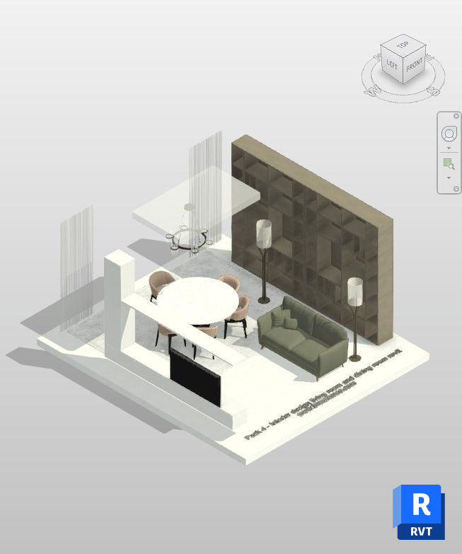 Elegant Living and Dining Room Revit Collection - Premium Revit ...