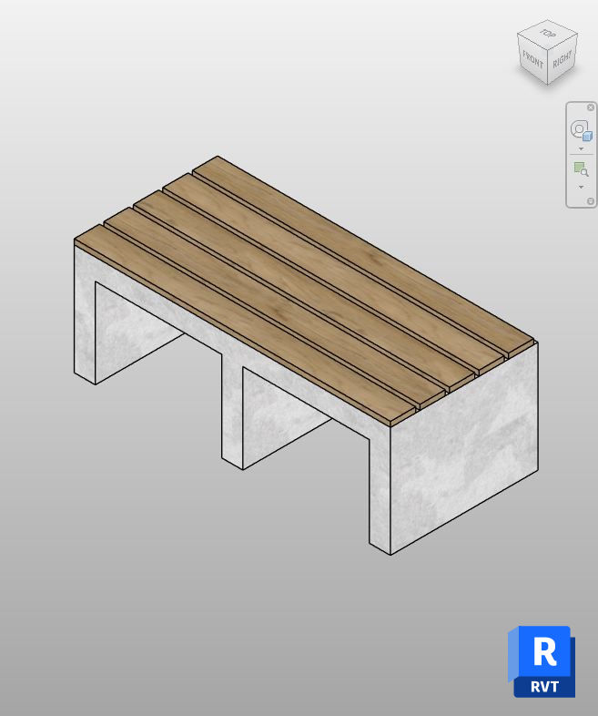 Concrete and Wood Outdoor Bench Revit Family | Boracity